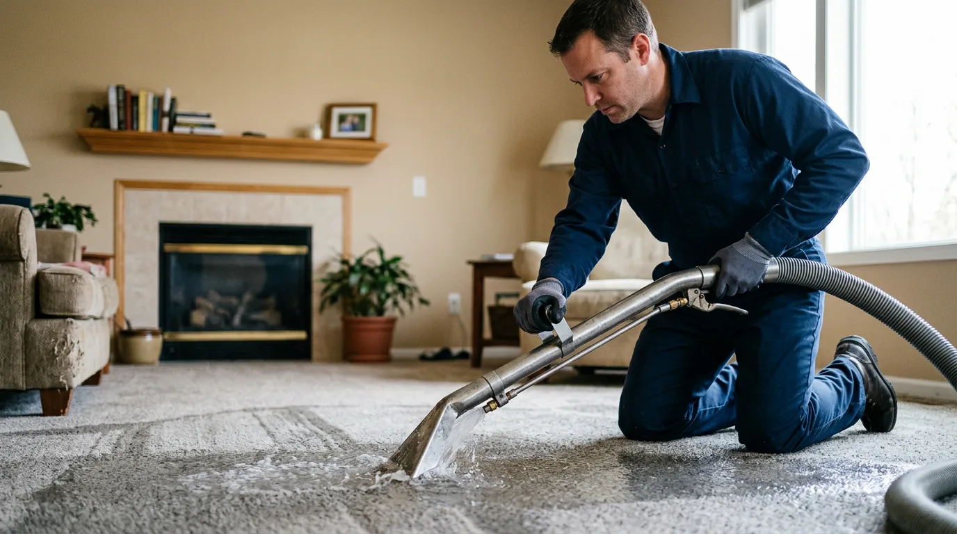 Water damage restoration technician working near Sheridan, TX